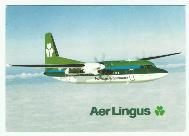 Aer Lingus Fokker 50, Vintage Postcard, Irish Turboprop-Powered Airliner, 1991