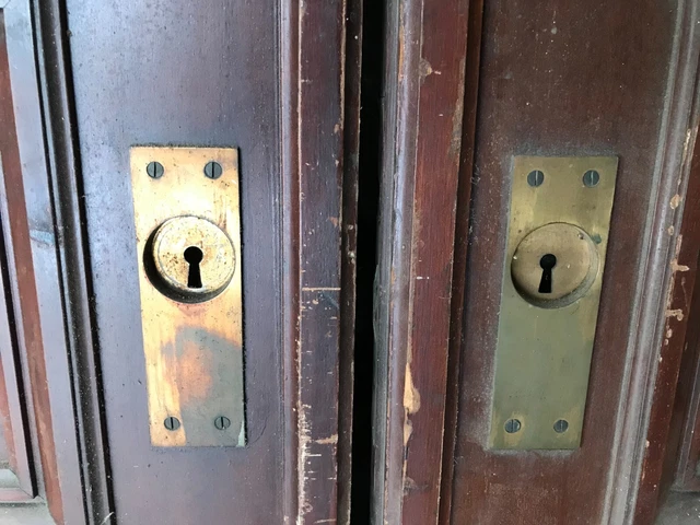Antique Pair Large Thick Wood 36X108 Pocket Door Room Dividers Old VTG 237-23B 14