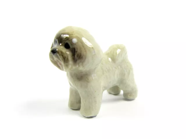 Miniature Ceramic Hand Painted Bichon Frise' Tiny Dog Figurine