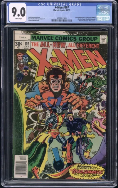 X-Men #107 CGC 9.0 VF/NM Key 1st Star Jammers full appearance 1977 Marvel Comics