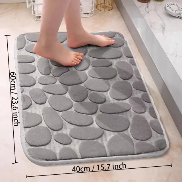 Tapis de salle de bain en mousse à mémoire de forme galets antidérapants doux 2