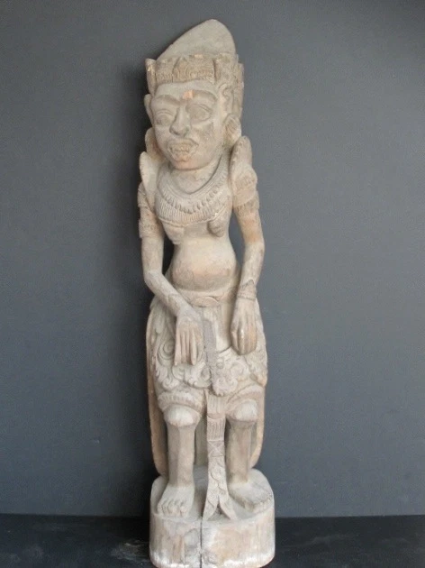 ART SCULPTURE STATUETTE Bois Déesse Divinité Hindoue Bali Indonésie 1980 EUR 24,00 - FR