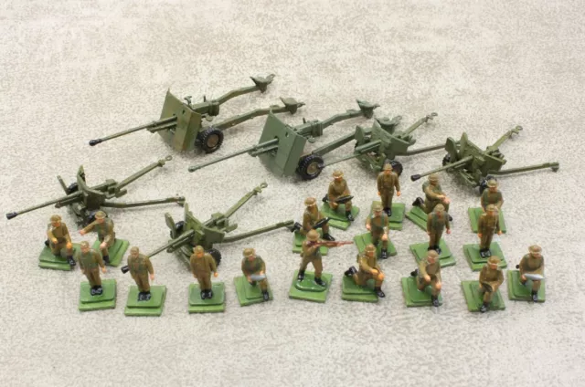 20mm 1/72 WW2 BRITISH Anti Tank Guns x6 with 19 CREW Painted 15868