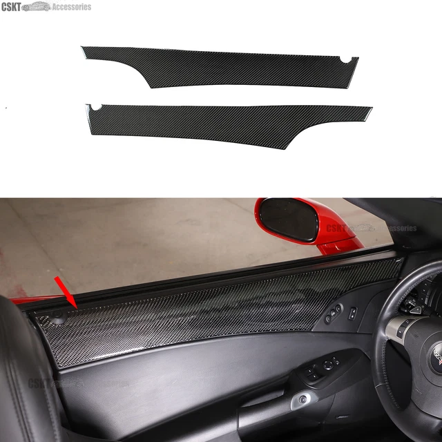 Carbon Fiber Interior Door Upper Panel Trim Sticker FIts Corvette C6 2005-2013