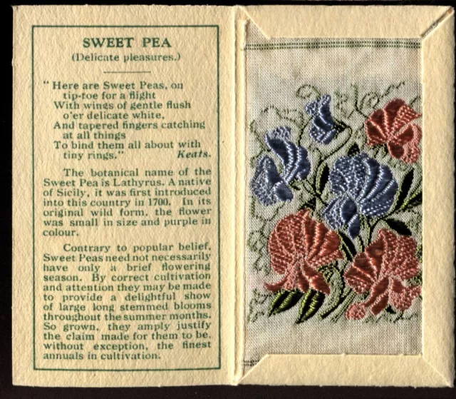 Kensitas Woven Silk Flowers, 1934, Small, 1st Series,Folder Type B,SWEET PEA,#54