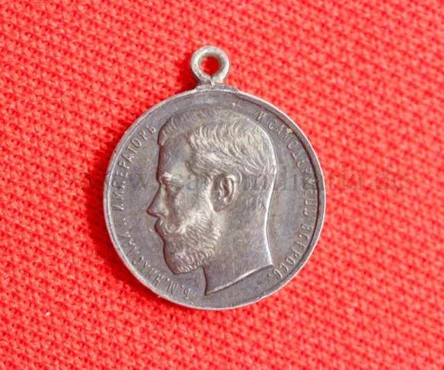 seltene silberne Medaille des Zaren Nikolaus II 1894-1917 Russland