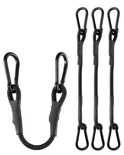 12'' Real Heavy Duty Carabiner Bungee Cord Outdoor with 190 Lbs Max Break Str...
