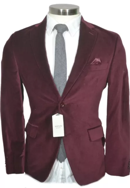 NEW Alfani Mens Maroon Red Burgundy SLIM FIT Sport Coat Blazer Jacket 36S