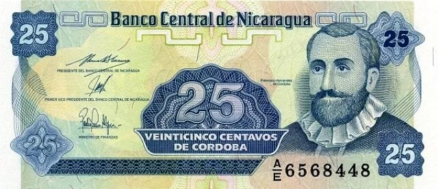 Nicaragua 1991 billet de 25 centavos de Cordoba pick 170a2 neuf UNC Uncirculated