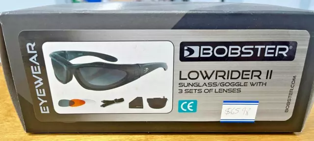 Bobster Low Rider II Convertible Sunglasses/Goggles ELR201 - NIB - Bargain!!