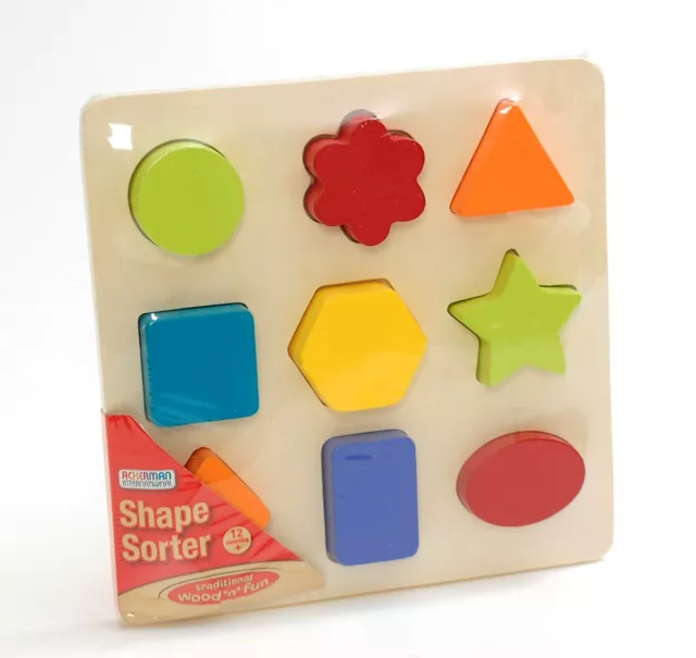 Wooden Shape Sorter Toy Puzzle Learning Multicoloured New