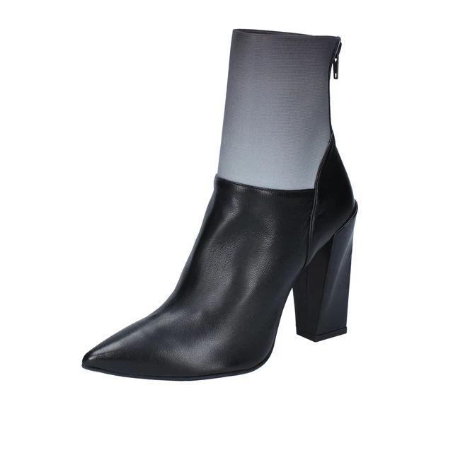 chaussures femme GIANNI MARRA bottines noir cuir gris textile BY766