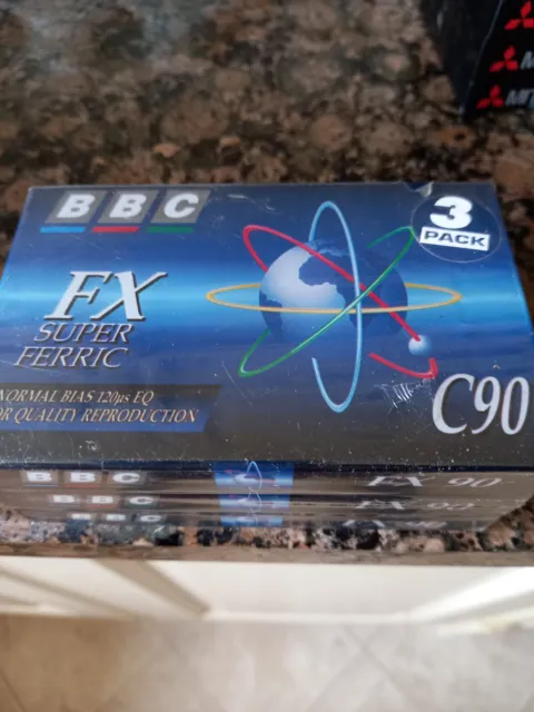 BBC FX Super Ferric C90 New Sealed Blank Cassette Tape x 3 audio retro vintage