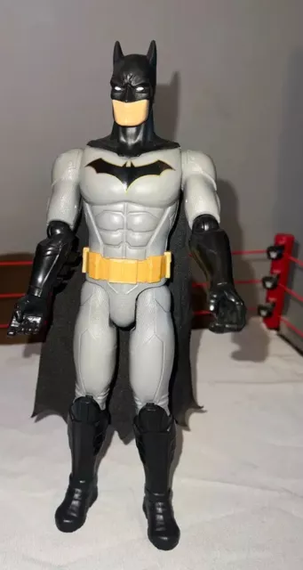 DC Comics Posable Batman Action Figure Gray Black W/ Cape 2018 Mattel 12"
