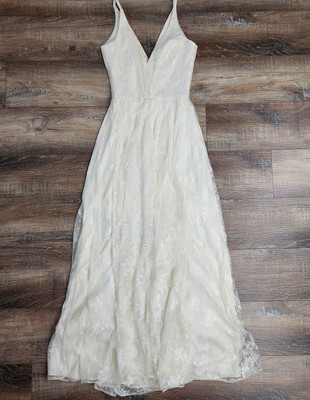 Dress the Population Coraline Dress Lace Cream XS V Neck Maxi NWT Sample