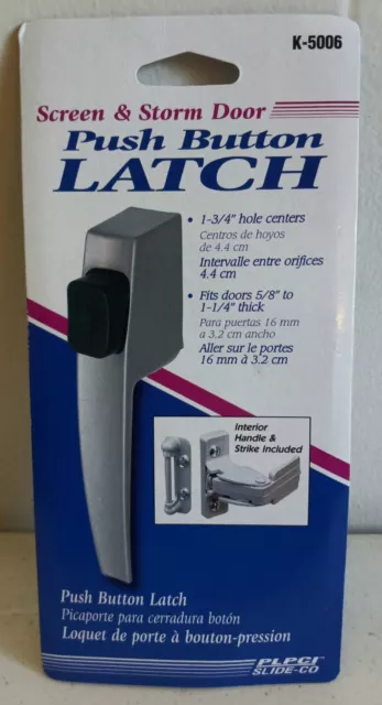 Prime-Line K 5006 Screen and Storm Door Push Button Latch 5/8 in., Aluminum. NIB