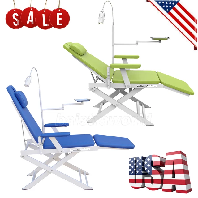 Dental Mobile Folding Chair Portable Dental Chair Unit + LED Light + Dental Tray