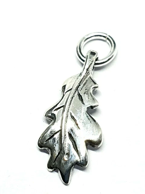 Abalorio de hoja de roble Wicca Pagan Charm Plata de ley 925 Major Oak Leaf...