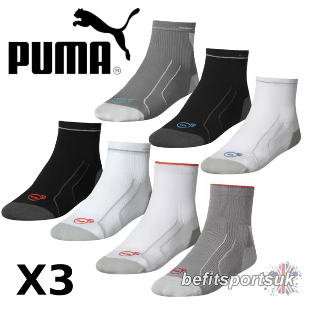 Puma Running Crossfit Socks Mens Womens Ladies Fitness Sports Ankle 3 Pairs