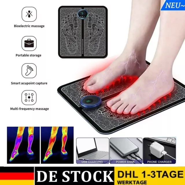 Elektrisches EMS Fußmassagegerät Füße-Muskelstimulator Fußmassage Matte USB DE