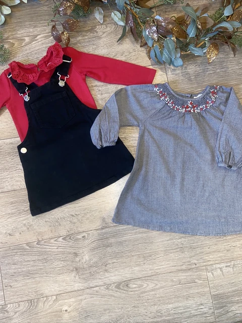 NEXT baby girl autumn winter red black bundle dress top pinafore age 12-18 mth