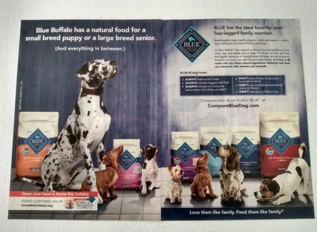 2016 Blue Buffalo Co. Dog Food Print Ad -  2 page advertisement Great Dane