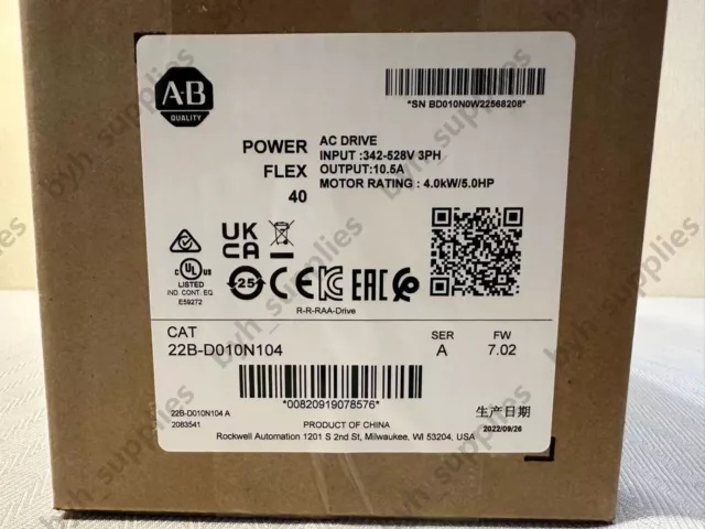 Sealed In Box Allen Bradley 22B-D010N104 SER A Powerflex 40 AC Drive 22BD010N104