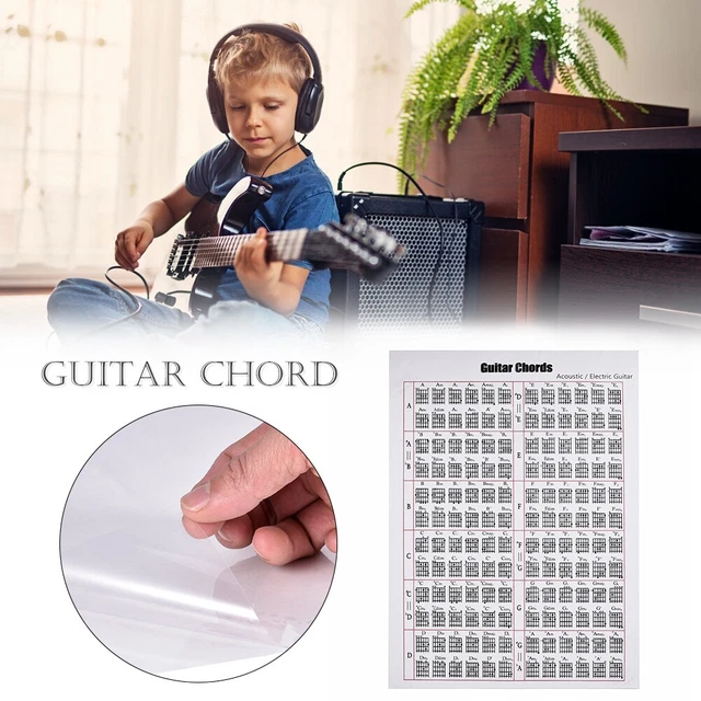 GUITAR CHORD WALL Chart Fretboard Instructional Poster Music Learning ...