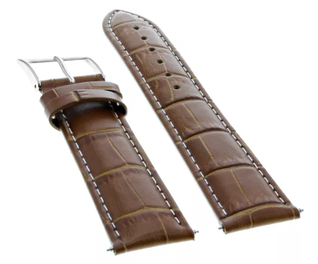 19Mm Leder Uhrenband Armband Für Longines Uhr Hellbraun Weiss Nähen 2