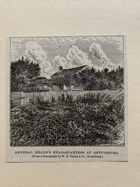 General Meade’s Headquarters Gettysburg Pennsylvania 1876 Sketch Print 4X5 RARE!