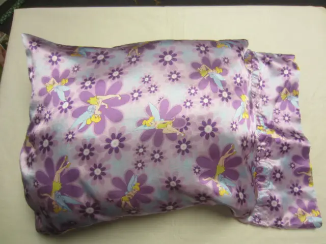 Handmade Purple Pillowcase -Travel/Toddler Size & Pillow -Disney Tinkerbell