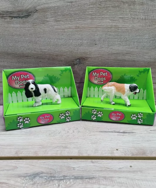 My Pet Dogs St Bernard & Cocker Spaniel x2 Collectable Figurine's New In Box