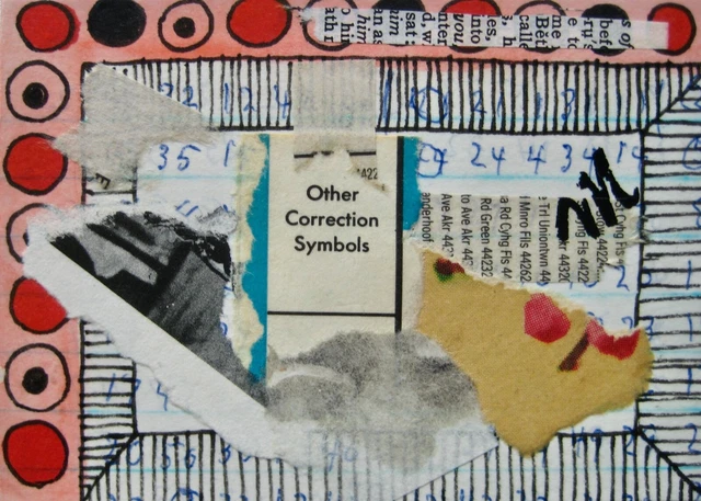 ACEO NEW original OOAK collage/vintage papers/matte finish "Other Correction"