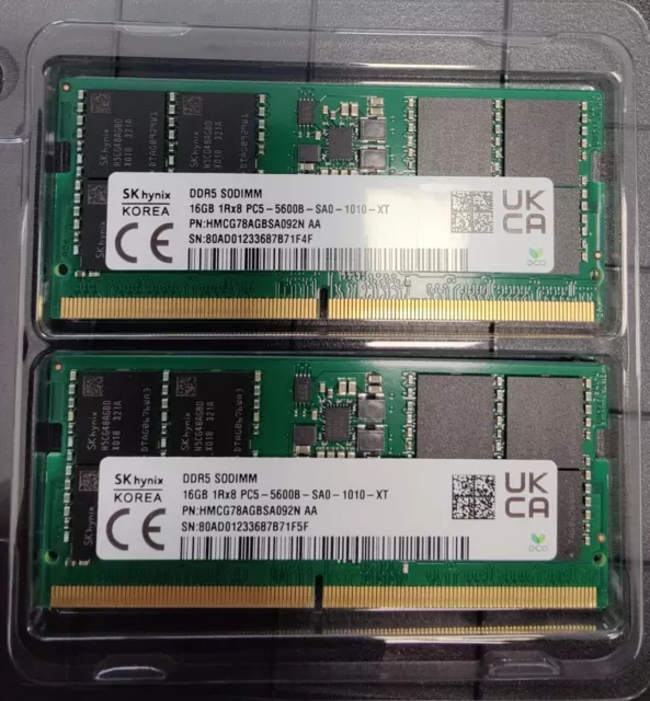 Sk Hynix 32GB  RAM DDR5 Arbeitsspeicher 5600MHz 2x16GB  HMCG78AGBSA092N