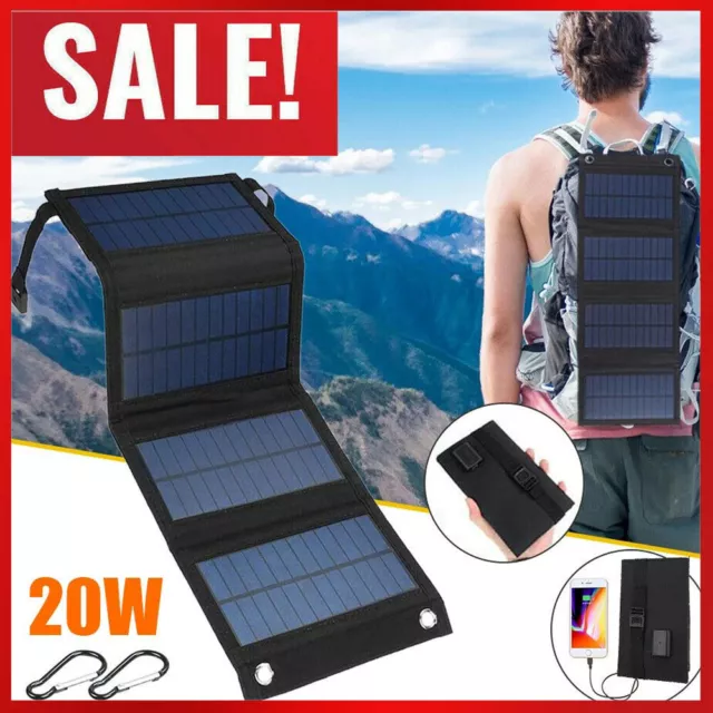USB Solar Panel Folding Power Bank for Outdoor Camping Hiking Phone Charger New