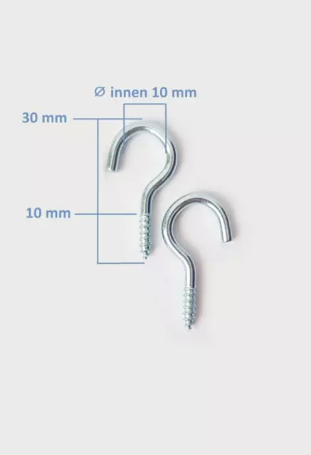 2x Schraubhaken (Länge 30 mm , Ø innen: 10 mm)