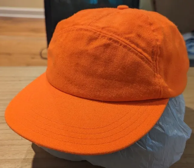 VTG L.L. Bean Hunting Hat Cap 5 Panel Blaze Orange Lined USA Gore-Tex Hunter