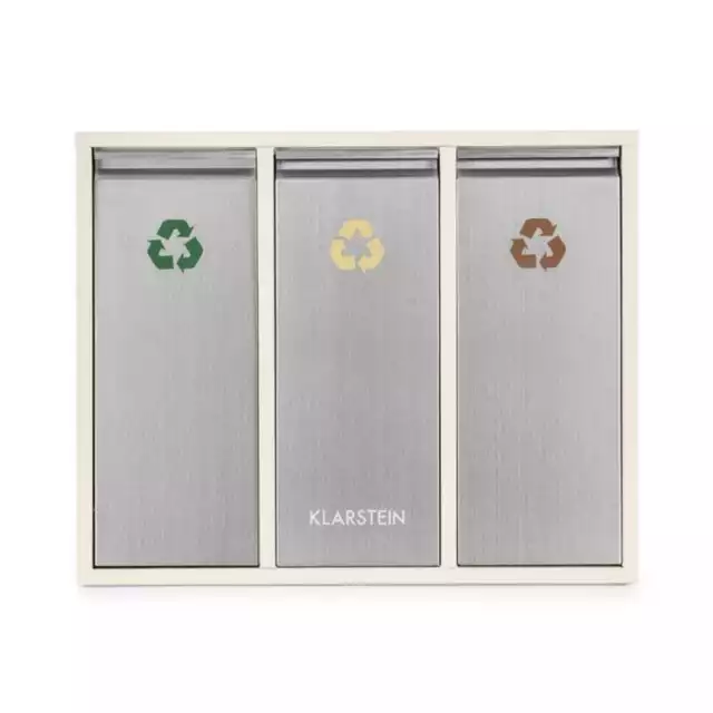 Mülleimer Abfalleimer Mülltrenner Wertstoffsammler Recycling Edelstahl 3x15L 2