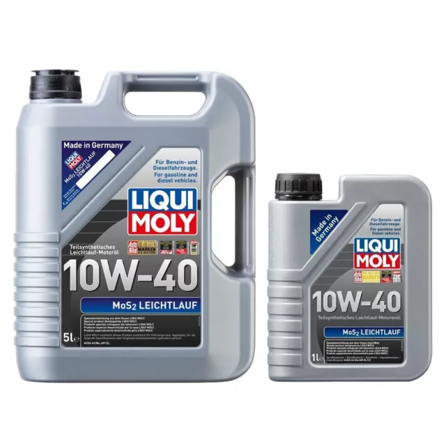 Motoröl LIQUI MOLY 6 Liter MoS2 Leichtlauf 10W-40 Teilsynthetisch Kanister 5L+1L