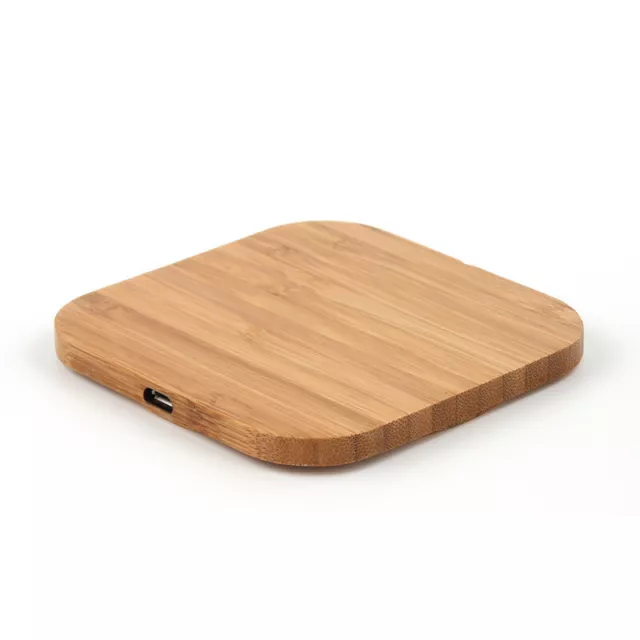 Qi Wireless Fast Charger Charging Wood Pad Dock Mat 15W