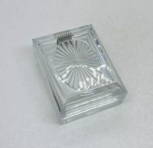 Vintage Acrylic Jewelry Trinket Box Clear Flip Top 3.5” Tabletop Art Decor 6 2