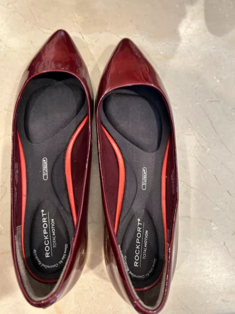Rockport Total Motion Adelyn Burgundy Patent Leather Ballet Flat Shoe Size 7.5
