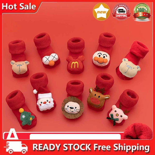 Christmas Baby Red Socks Soft Comfortable Warm Short Sock for Toddler 0-36 Month