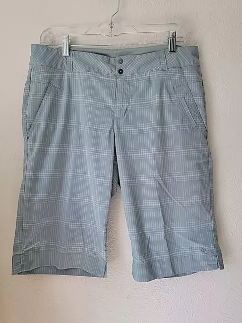 Columbia Women's Plaid Golf Shorts Size 12  Bermuda Blue 13" Inseam