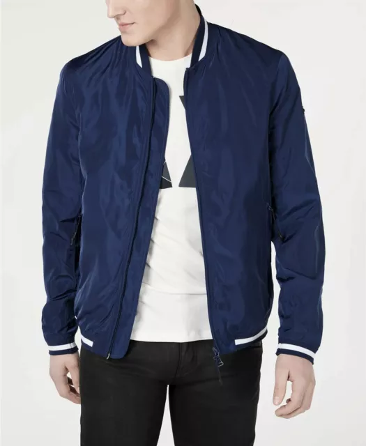 $110 A|X Armani Exchange Men's Long Sleeve Blouson Jacket Full Zip, Blue, M
