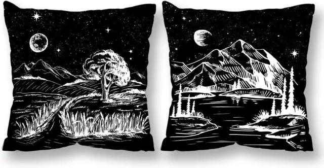 vineland Black White Landscape Mountain Picture Pillow Covers 18 x