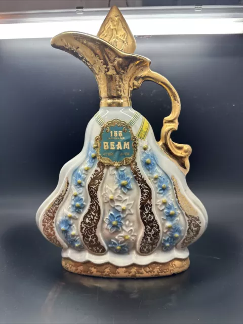 Jim Beam Charisma Regal China Whiskey Decanter 1970 Liquor Bottle Blue & Gold