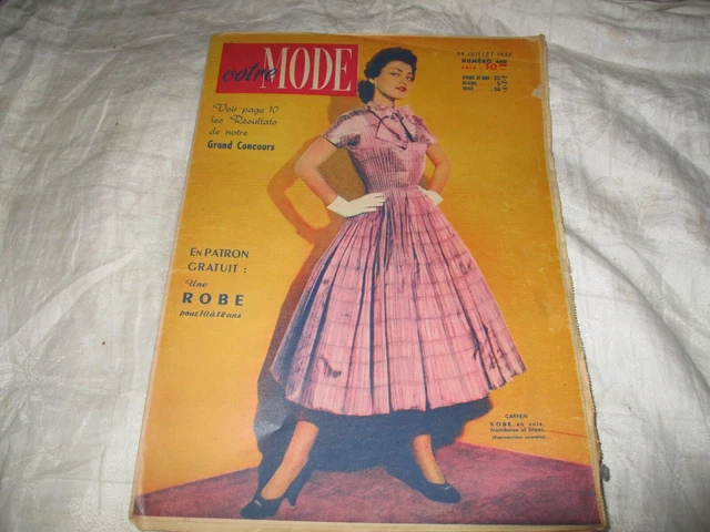 Mode Original VOTRE MODE FRENCH Fashion Magazine With Original Insert 28 July 1955 £ ...