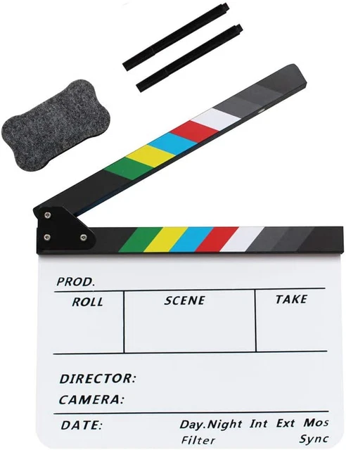 Photography Studio Video Acrylic Clapper Board Dry Erase Film Slate Action NEW