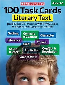 100 TASK CARDS LITERARY TEXT (100 Task Cards, Grades 4-6) ... | Livre | état bon